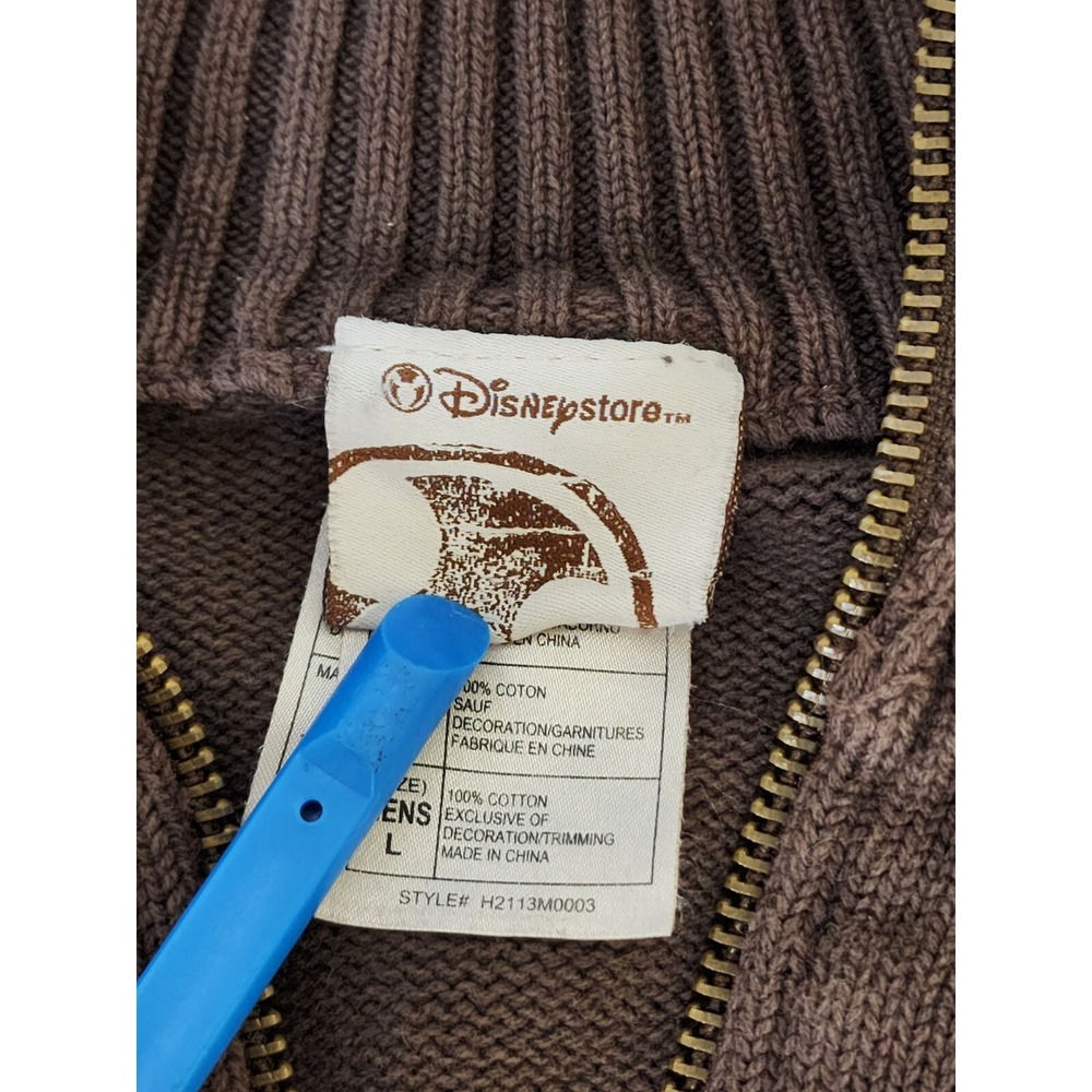 Disney Store Grumpy Crest 1/4 Zip Sweater Mens Large Brown Embroidered Pullover - Picture 11 of 11